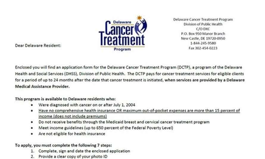 Delaware Cancer Treatment Program Application